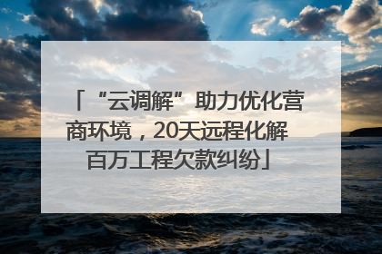 “云调解”助力优化营商环境，20天远程化解百万工程欠款纠纷