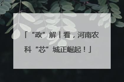 “政”解丨看，河南农科“芯”城正崛起！