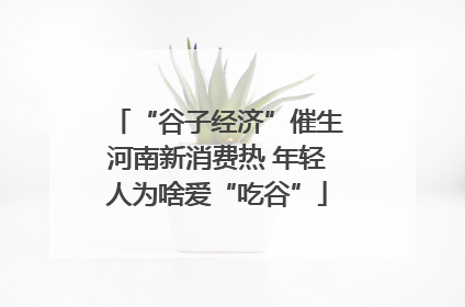 “谷子经济”催生河南新消费热 年轻人为啥爱“吃谷”