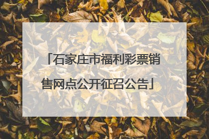石家庄市福利彩票销售网点公开征召公告