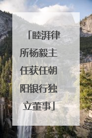 睦湃律所杨毅主任获任朝阳银行独立董事
