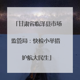 甘肃省临泽县市场监管局：快检小举措 护航大民生