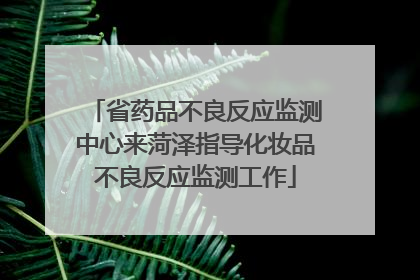 省药品不良反应监测中心来菏泽指导化妆品不良反应监测工作