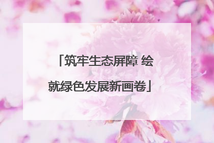 筑牢生态屏障 绘就绿色发展新画卷