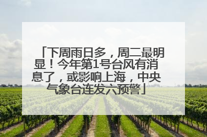 下周雨日多，周二最明显！今年第1号台风有消息了，或影响上海，中央气象台连发六预警