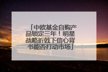 中欧基金自购产品锁定三年！明星战略折戟下信心背书能否打动市场