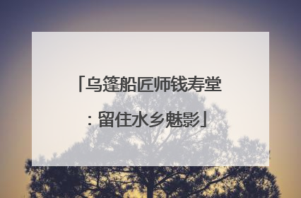 乌篷船匠师钱寿堂：留住水乡魅影