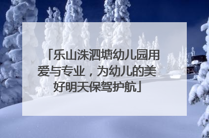 乐山洙泗塘幼儿园用爱与专业，为幼儿的美好明天保驾护航