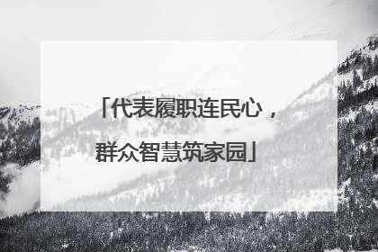 代表履职连民心，群众智慧筑家园