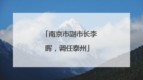 南京市副市长李晖，调任泰州