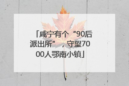 咸宁有个“90后派出所”，守望7000人鄂南小镇