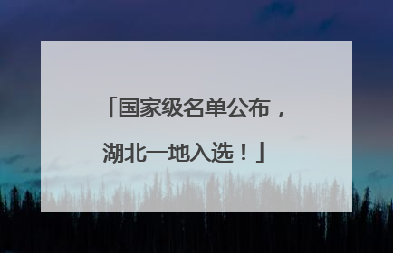 国家级名单公布，湖北一地入选！