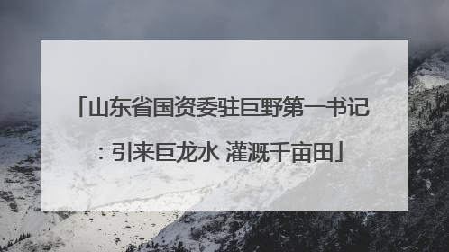 山东省国资委驻巨野第一书记：引来巨龙水 灌溉千亩田