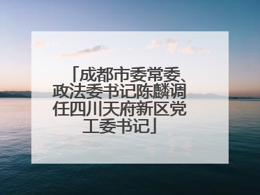 成都市委常委、政法委书记陈麟调任四川天府新区党工委书记