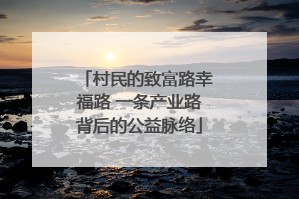 村民的致富路幸福路 一条产业路背后的公益脉络