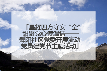 星耀四方守安“全” 甜聚党心传温情——舞阳社区党委开展流动党员建党节主题活动