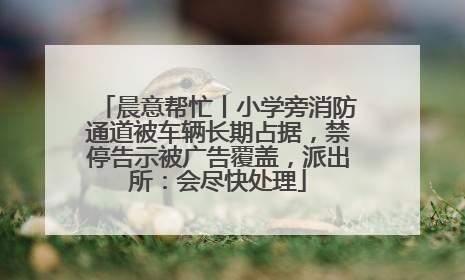 晨意帮忙丨小学旁消防通道被车辆长期占据，禁停告示被广告覆盖，派出所：会尽快处理