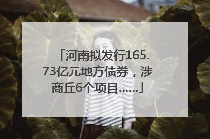 河南拟发行165.73亿元地方债券，涉商丘6个项目……