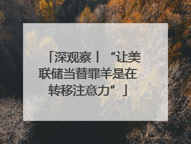 深观察丨“让美联储当替罪羊是在转移注意力”
