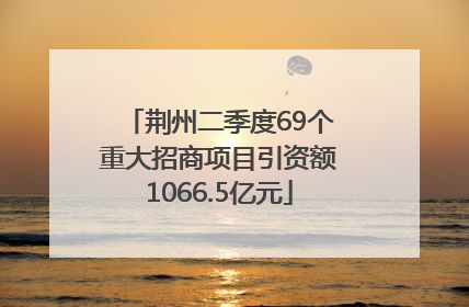 荆州二季度69个重大招商项目引资额1066.5亿元
