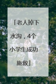 老人掉下水沟，4个小学生成功施救