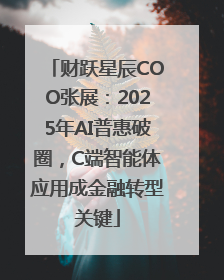 财跃星辰COO张展：2025年AI普惠破圈，C端智能体应用成金融转型关键