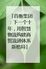首衡集团：下一个十年，用智慧物流构建商贸流通体系新格局