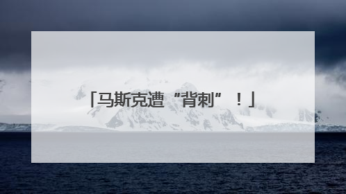 马斯克遭“背刺”！