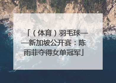 （体育）羽毛球——新加坡公开赛：陈雨菲夺得女单冠军