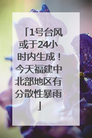 1号台风或于24小时内生成！今天福建中北部地区有分散性暴雨